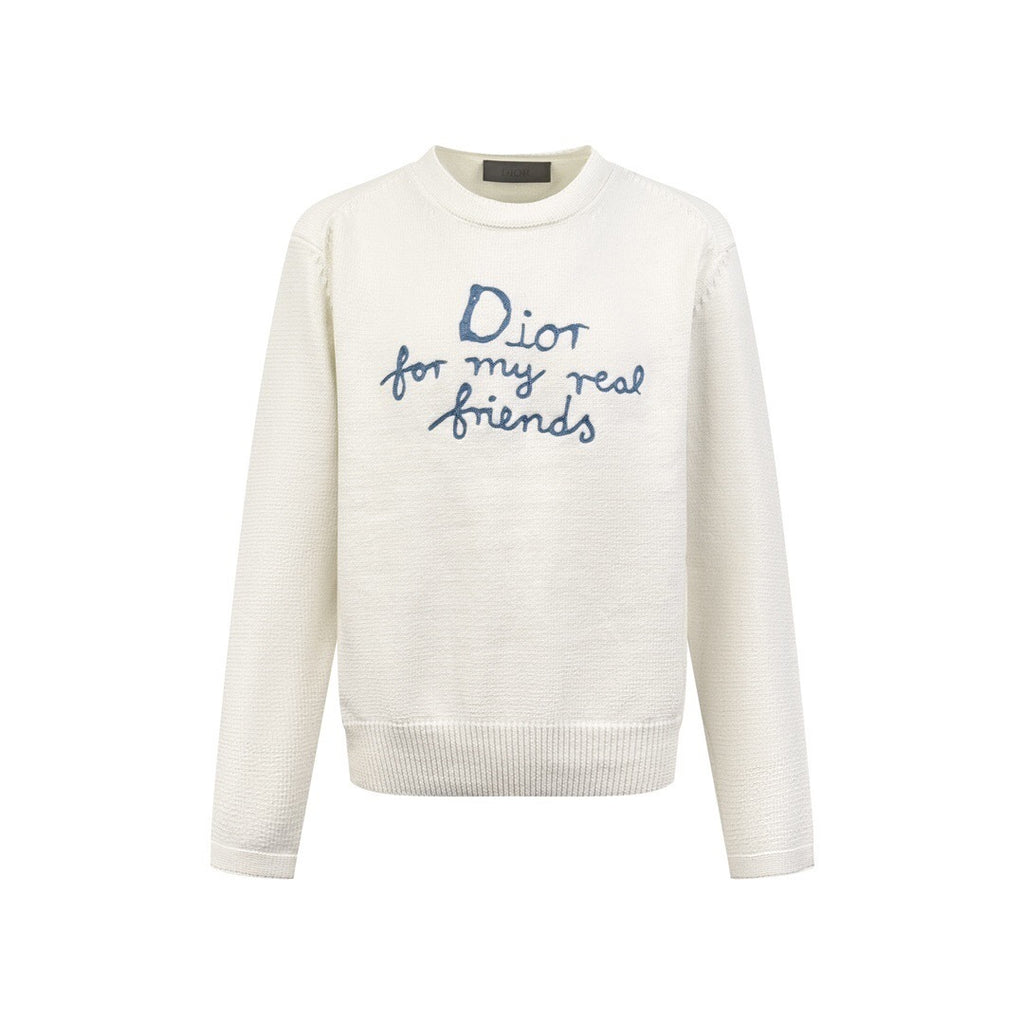 Christian Dior for My Real Friends Sweater - (Cream/Navy Blue)