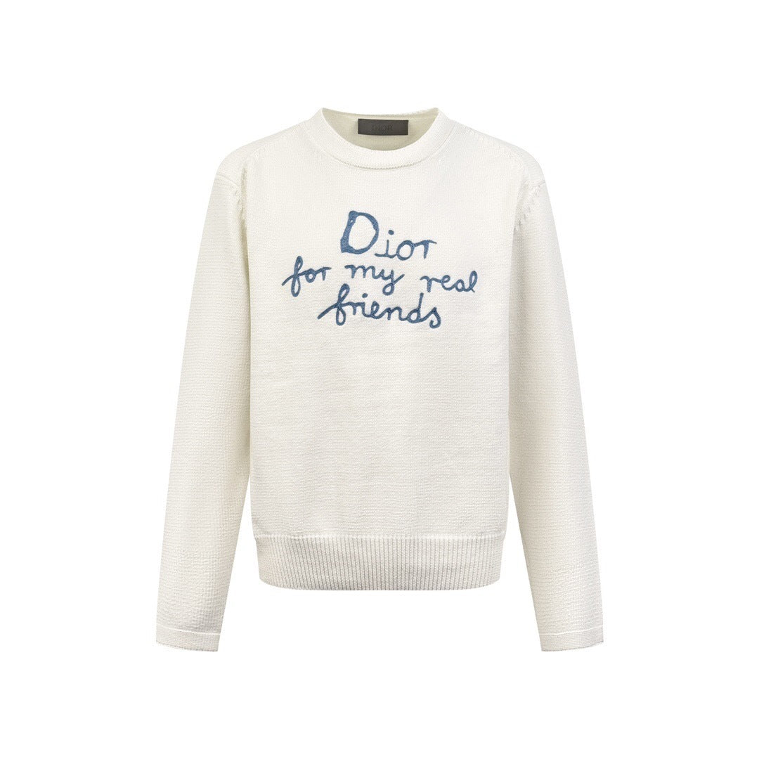 Christian Dior for My Real Friends Sweater - (Cream/Navy Blue)
