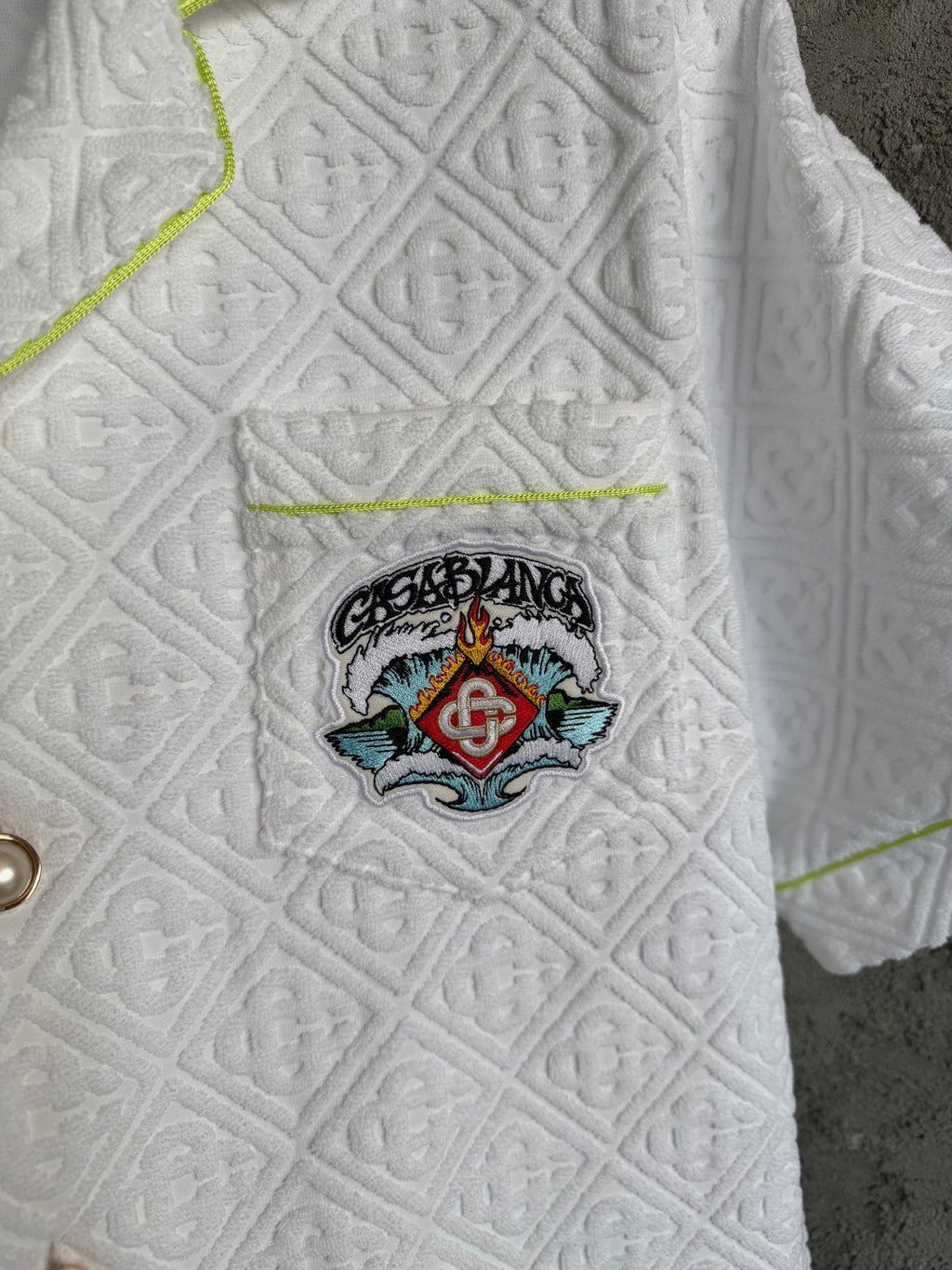 Casablanca Quilted Monogram Short Sleeve Shirt – White