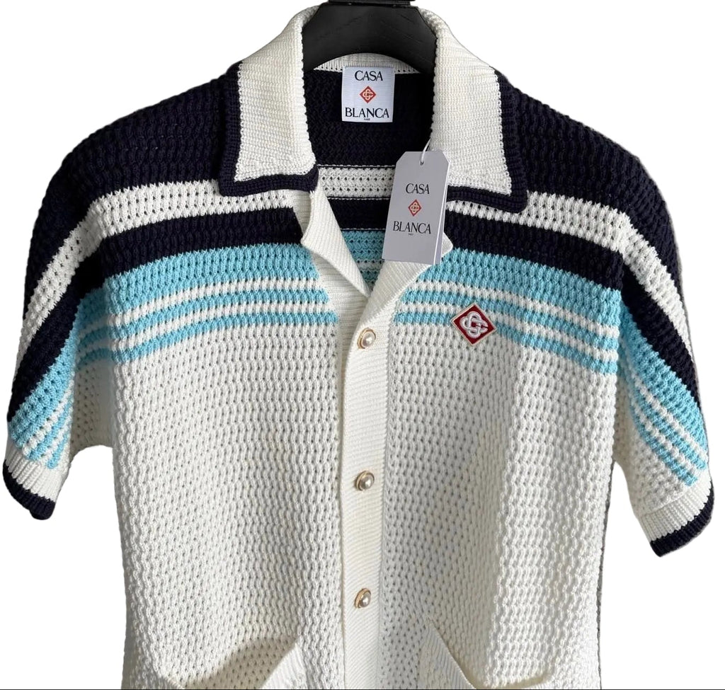 Casablanca Striped Crochet Knit Shirt