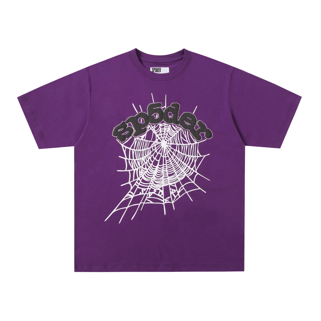 Sp5der Web Graphic T-Shirt (Purple / White )