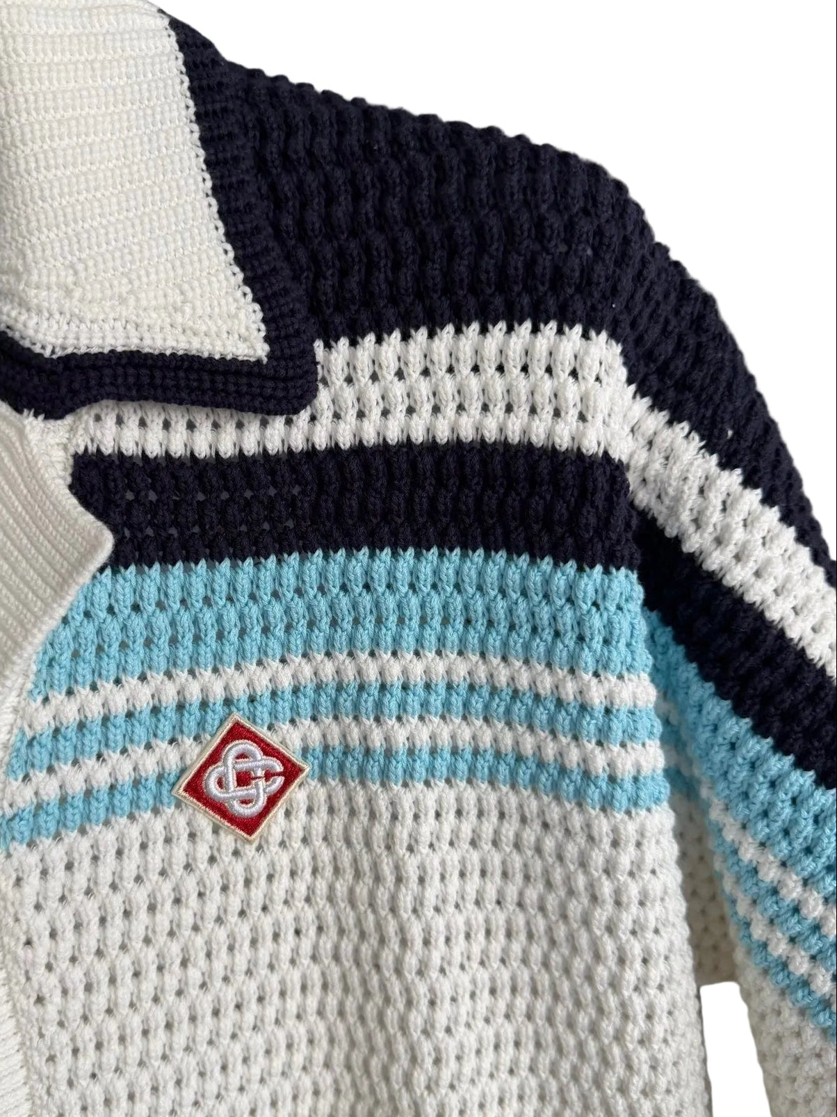 Casablanca Striped Crochet Knit Shirt