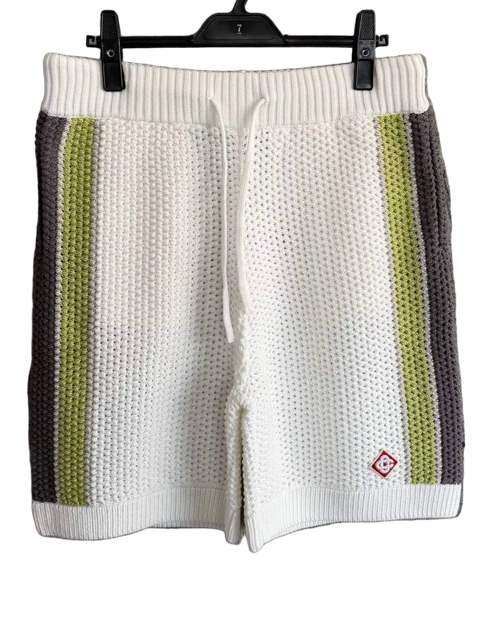 Casablanca Striped Crochet Knit Short - Olive