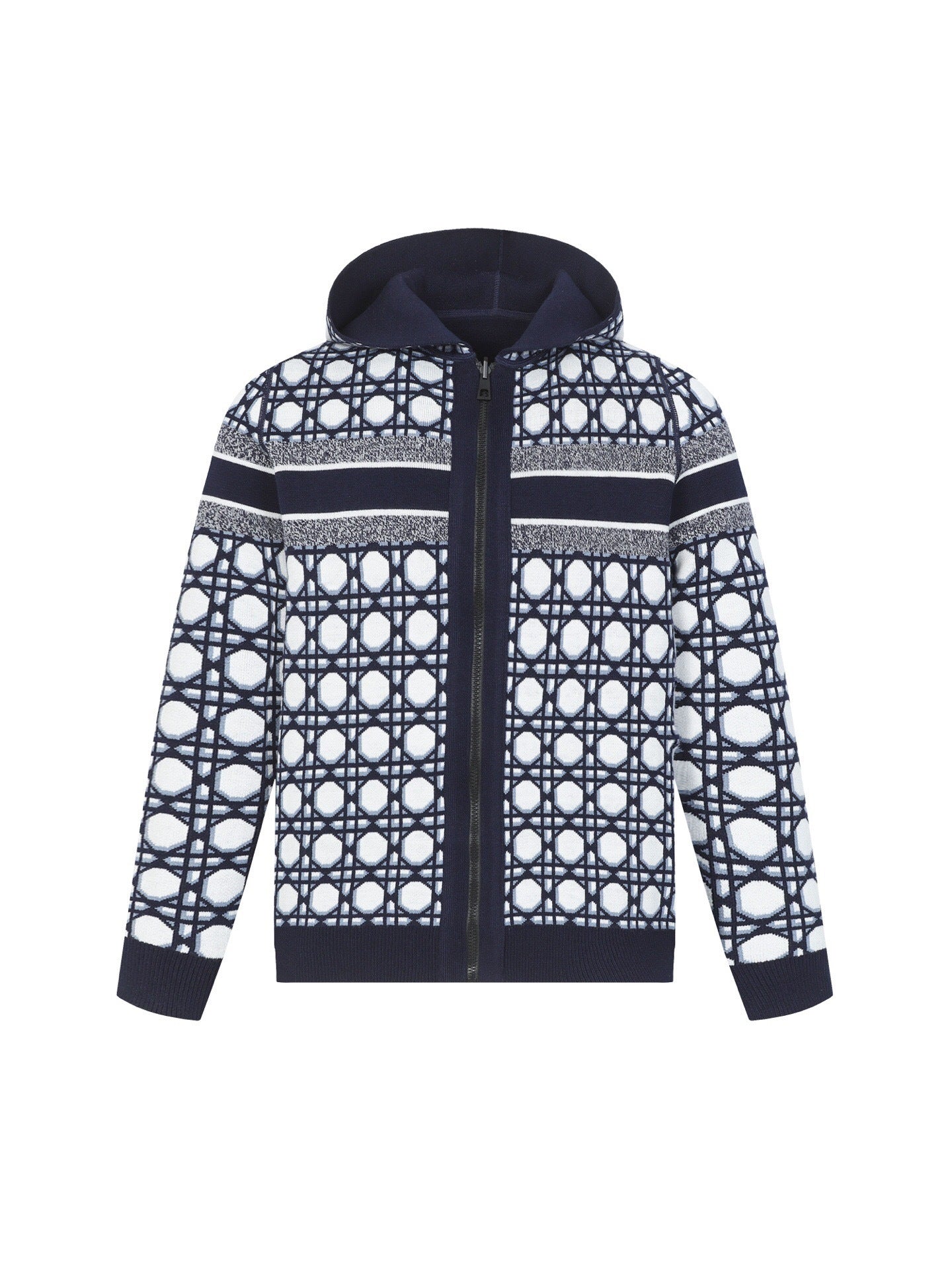 Christian Dior Logo Stripe Knit Hoodie – Navy