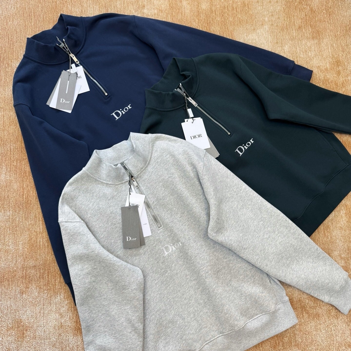Dior Quarter Zip Sweatshirt – (Navy Blue/Green/Beige)