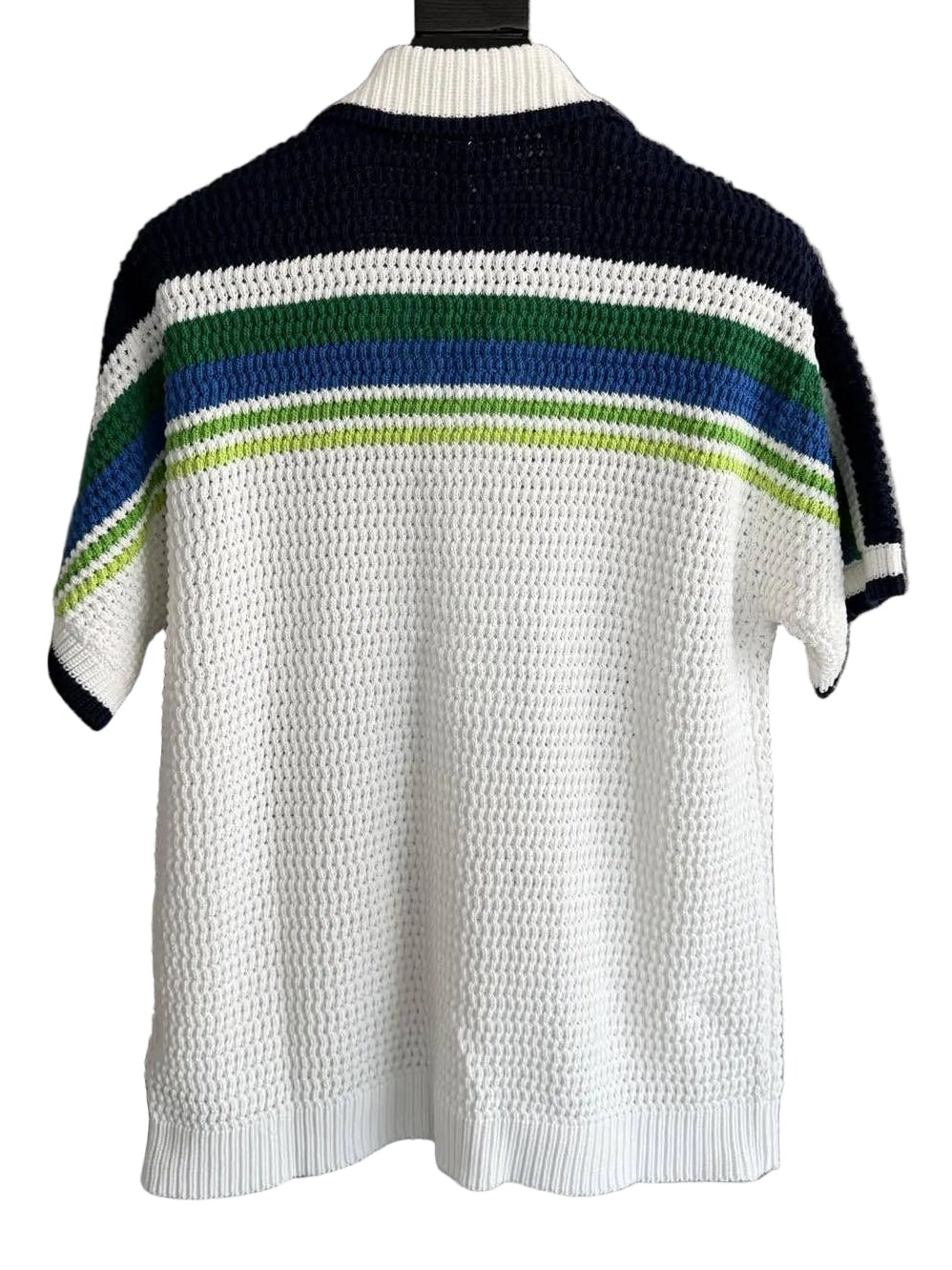 Casablanca Striped Knit Button-Up Shirt – White Multi