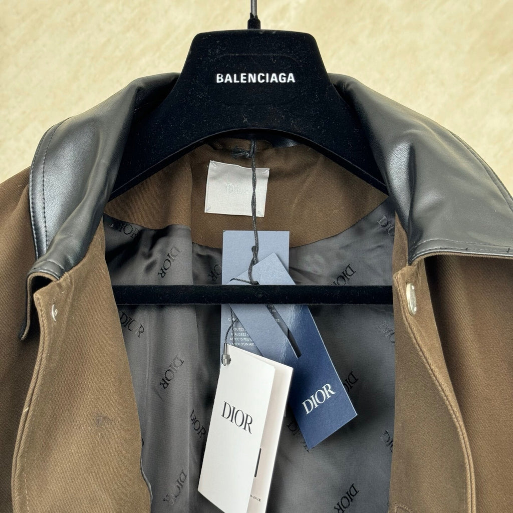 Dior Leather Collar Patchwork Jacket – Brown