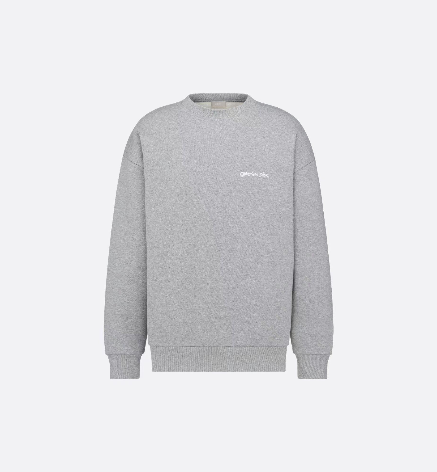 Christian Dior Embroidery Logo Crewneck Sweatshirt Gray