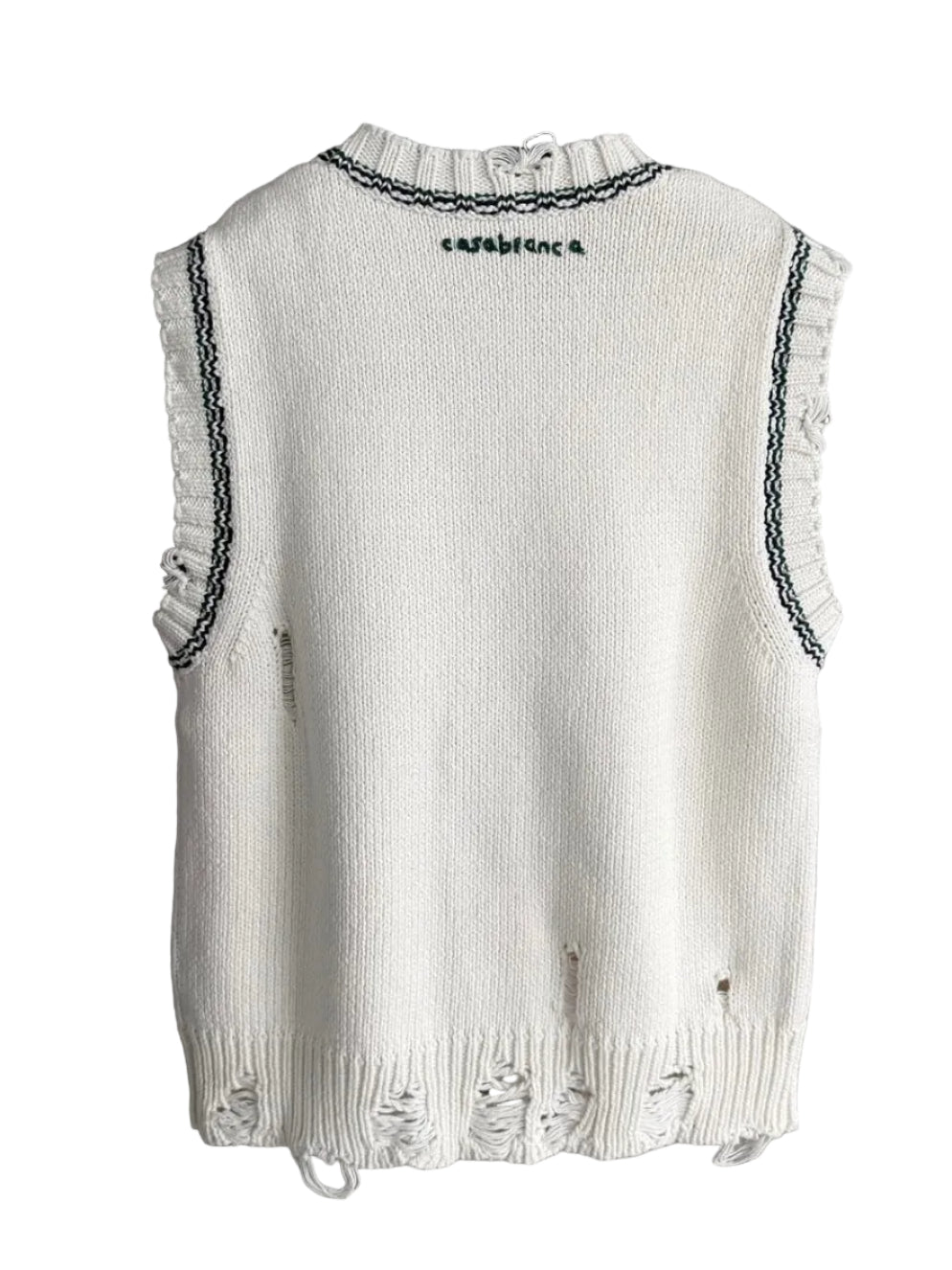 Casablanca “CASA 25” Distressed Knit Vest – Cream