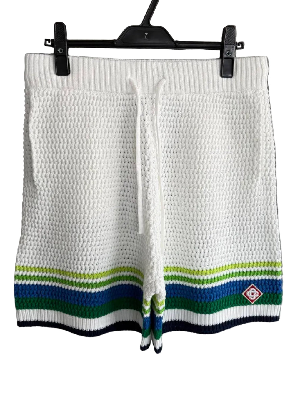 Casablanca Striped Knit Button-Up Short – White Multi
