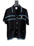Casablanca Striped Crochet Knit Shirt – Black