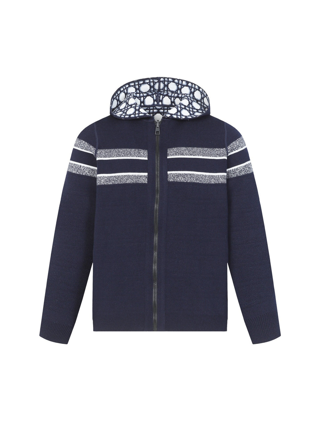 Christian Dior Logo Stripe Knit Hoodie – Navy