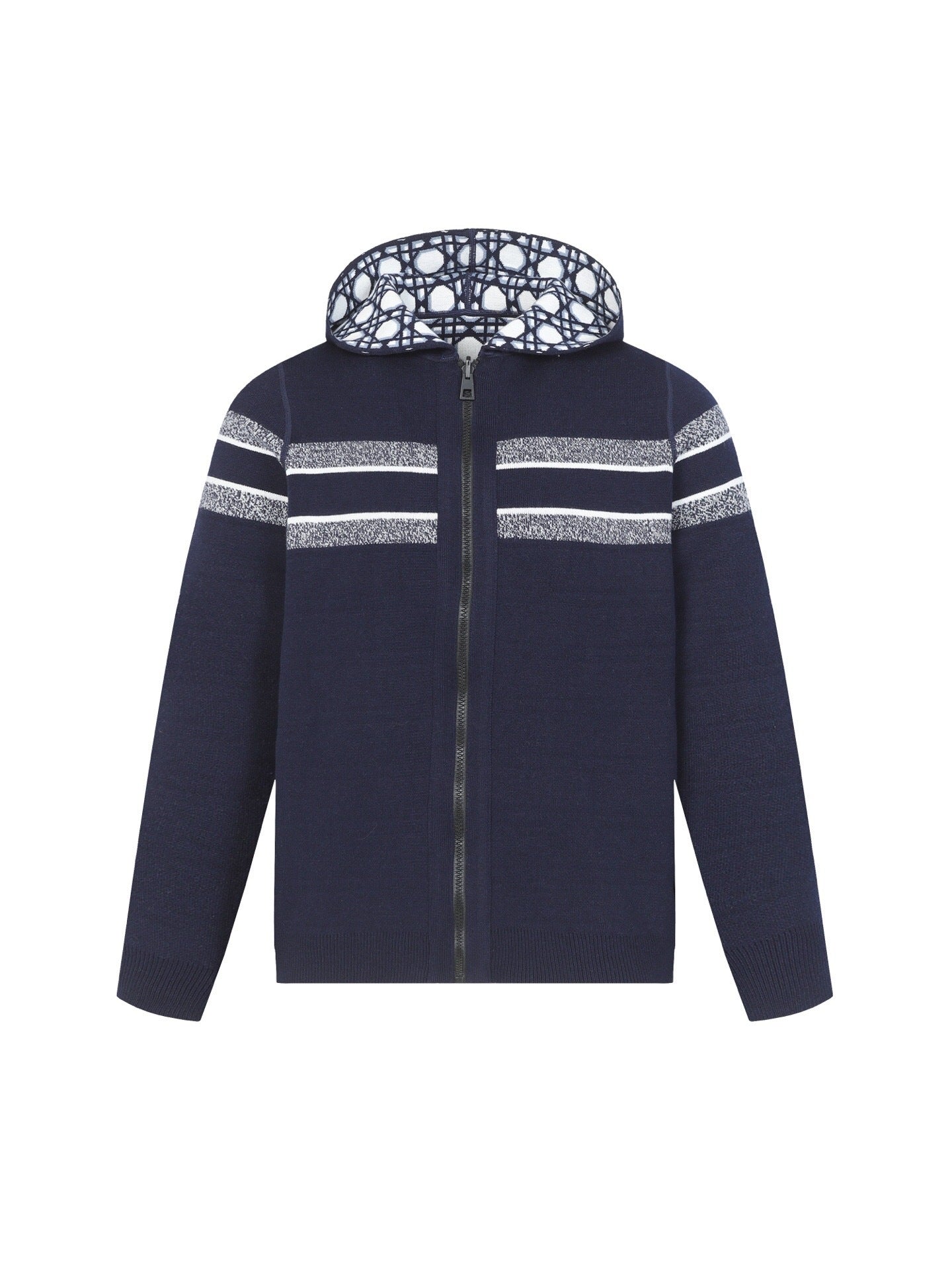 Christian Dior Logo Stripe Knit Hoodie – Navy