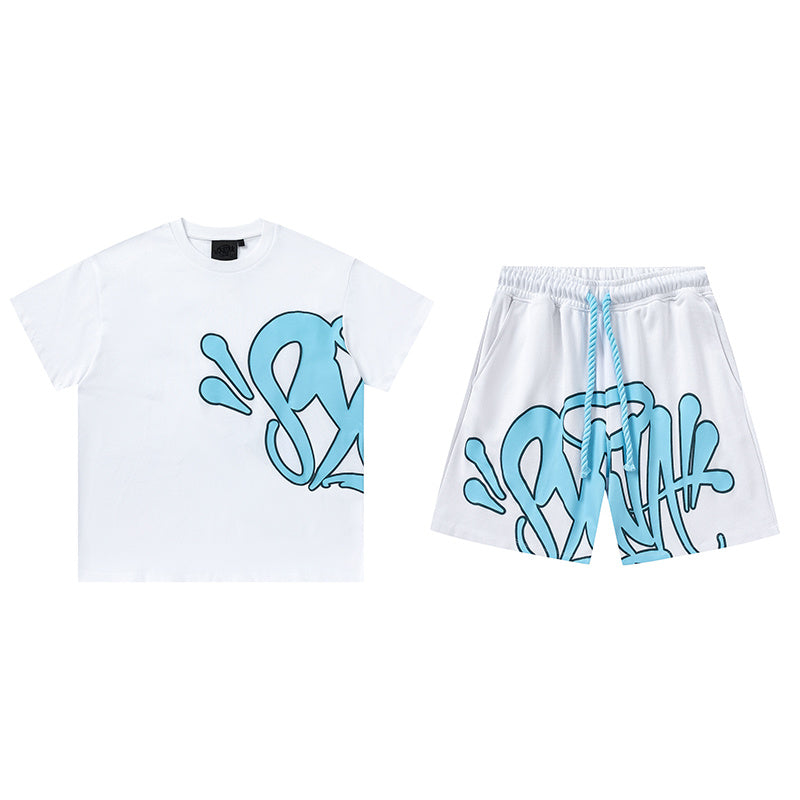 Syna World Tshirt Short Set (White/Ocean Blue)