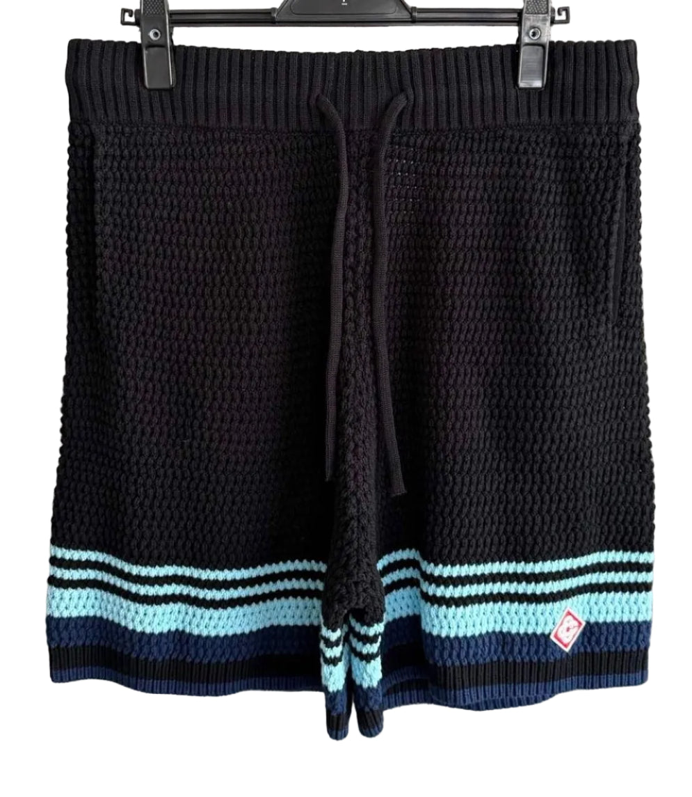 Casablanca Striped Crochet Knit Short - Black
