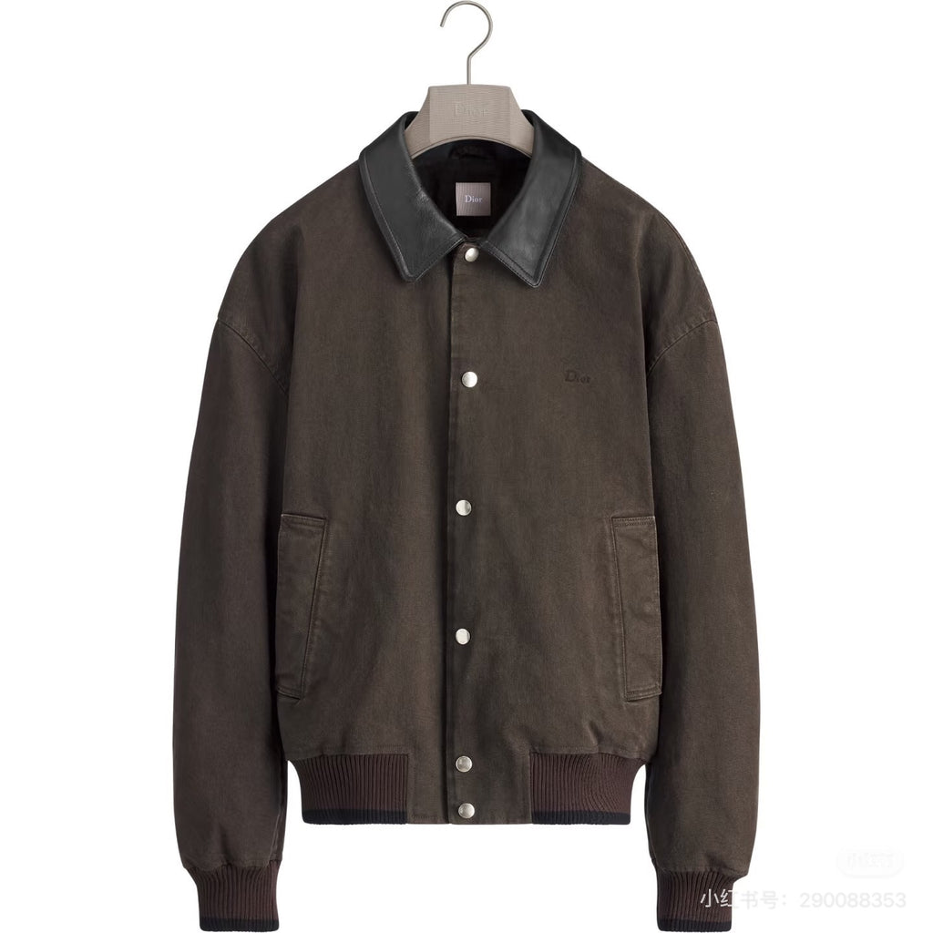 Dior Leather Collar Patchwork Jacket – Brown