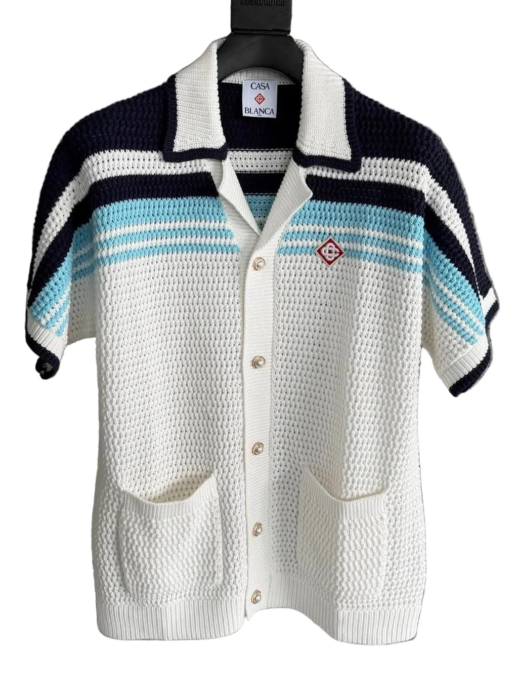 Casablanca Striped Crochet Knit Shirt