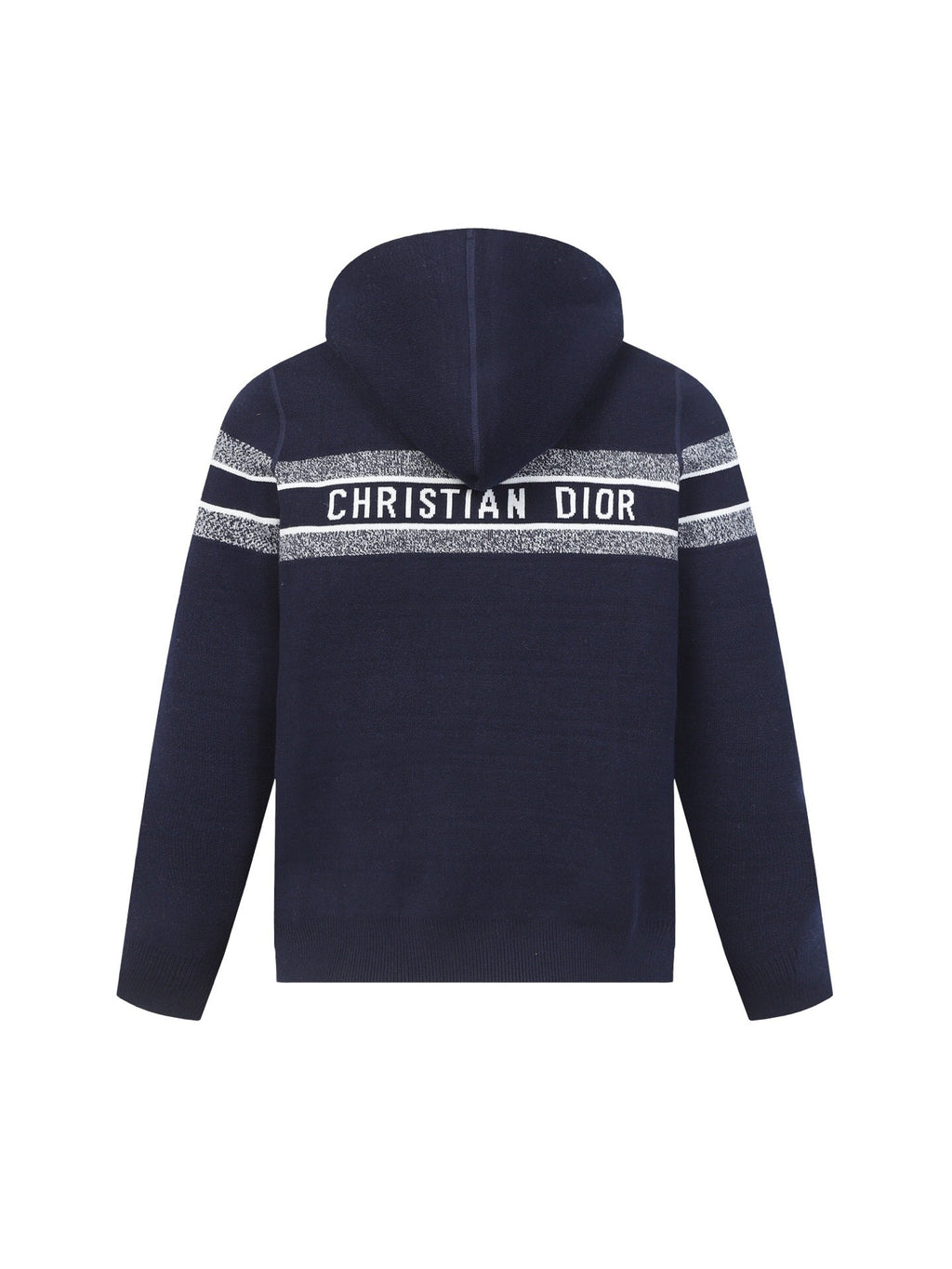 Christian Dior Logo Stripe Knit Hoodie – Navy