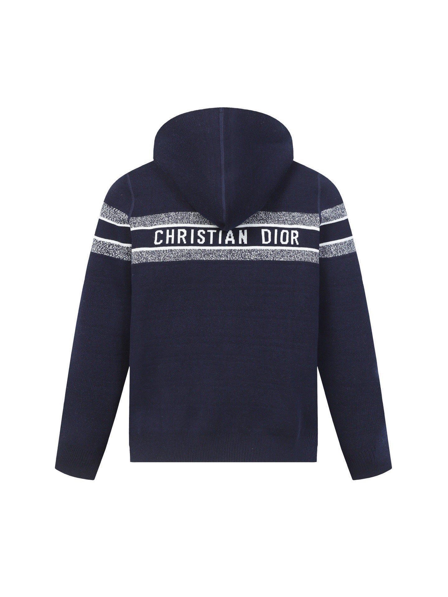 Christian Dior Logo Stripe Knit Hoodie – Navy