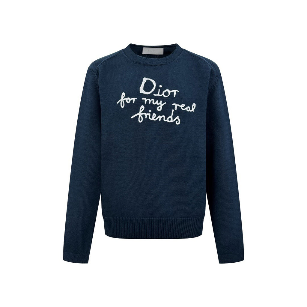 Christian Dior for My Real Friends Sweater - (Cream/Navy Blue)