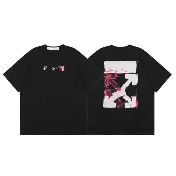 Off White Arrow Denim Logo Cotton T-shirt