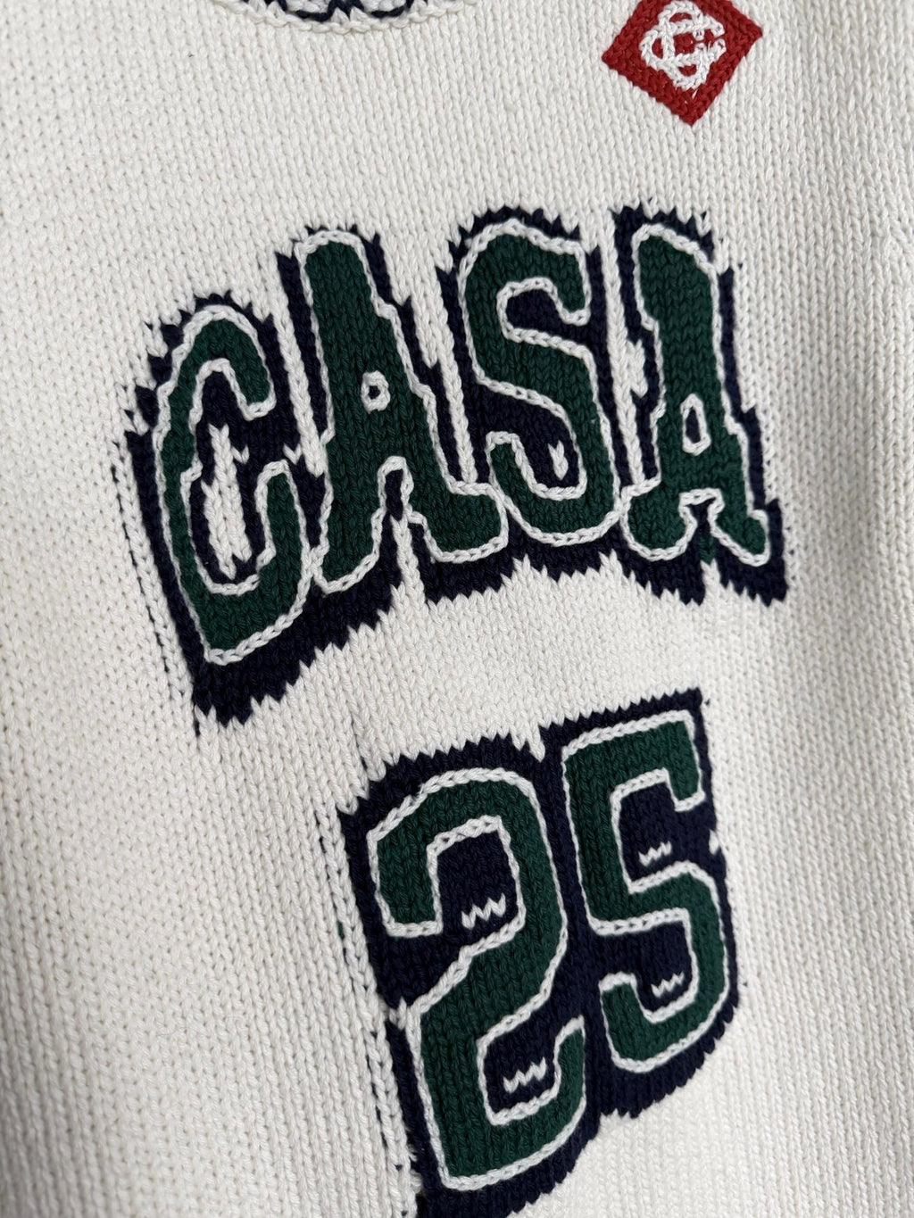 Casablanca “CASA 25” Distressed Knit Vest – Cream
