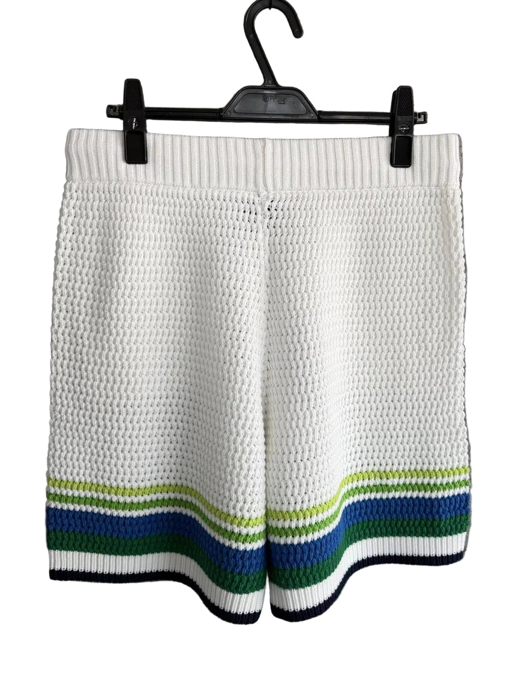 Casablanca Striped Knit Button-Up Short – White Multi