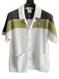 Casablanca Striped Crochet Knit Shirt – Olive