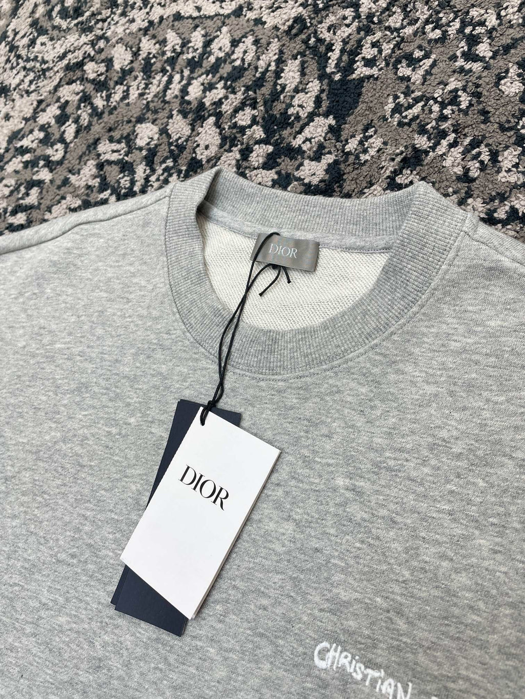 Christian Dior Embroidery Logo Crewneck Sweatshirt Gray