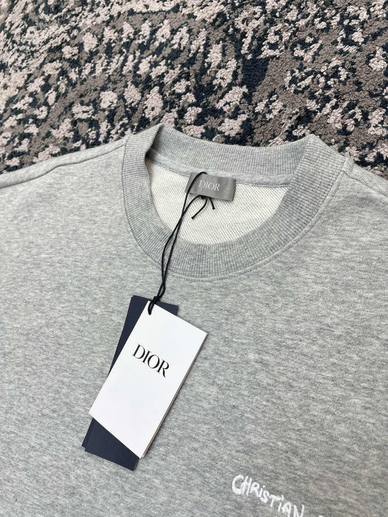 Christian Dior Embroidery Logo Crewneck Sweatshirt Gray