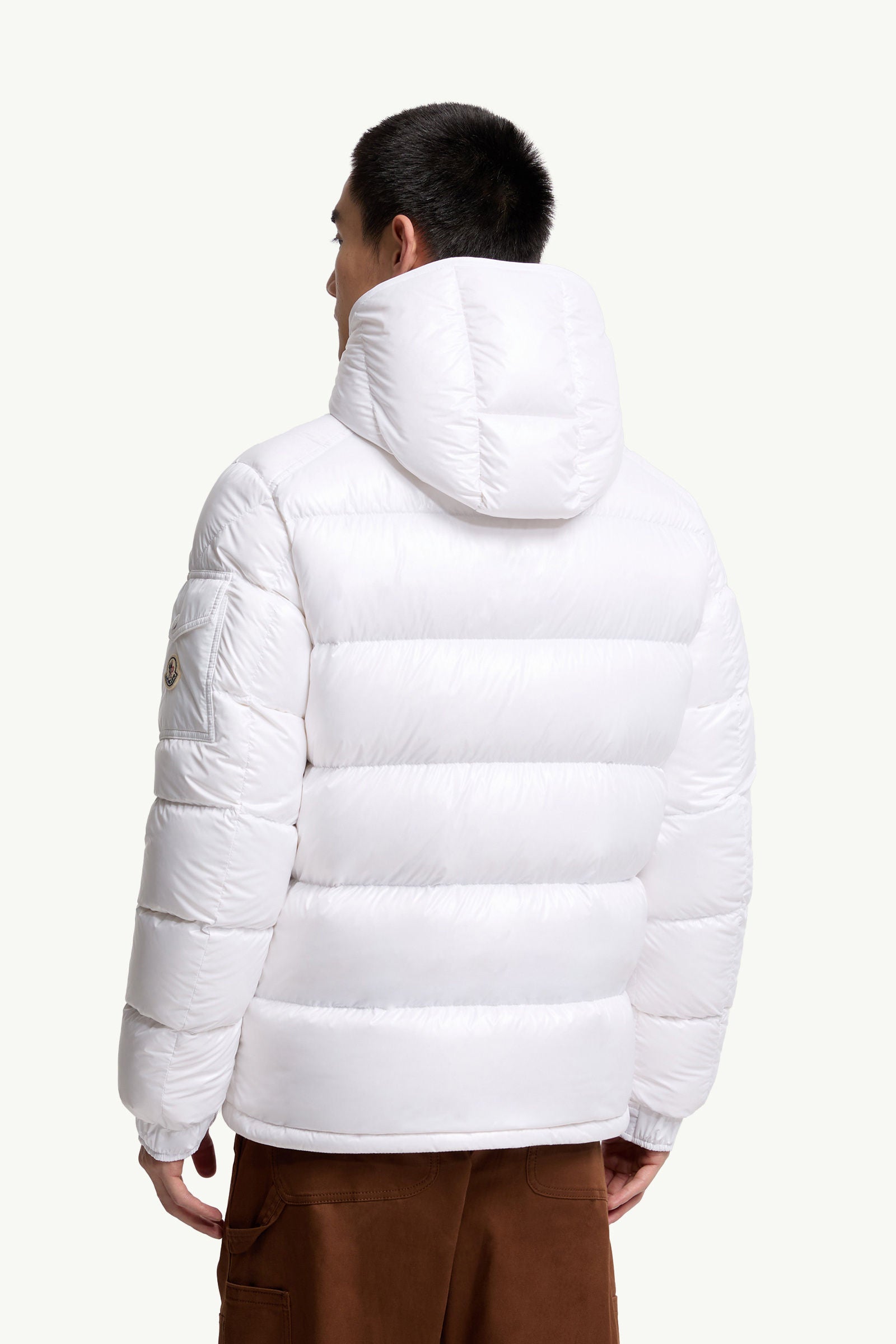 Moncler Maya Hooded Short Down Jacket Men White Moncler
