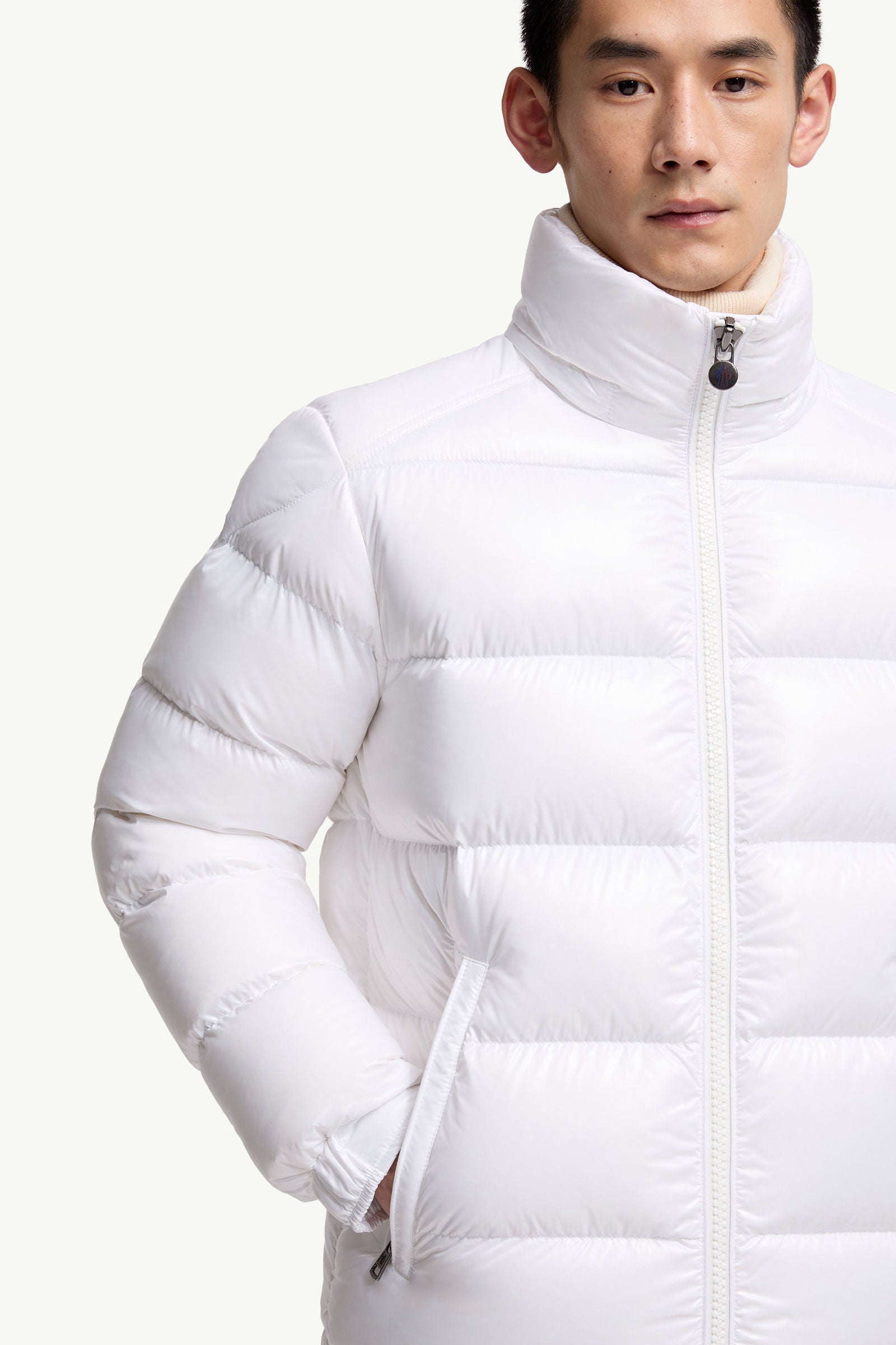 Moncler Maya Hooded Short Down Jacket Men White Moncler
